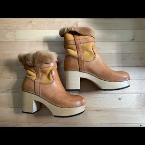 Swedish Hasbeens Clog Boots - Hippie Low in Camel